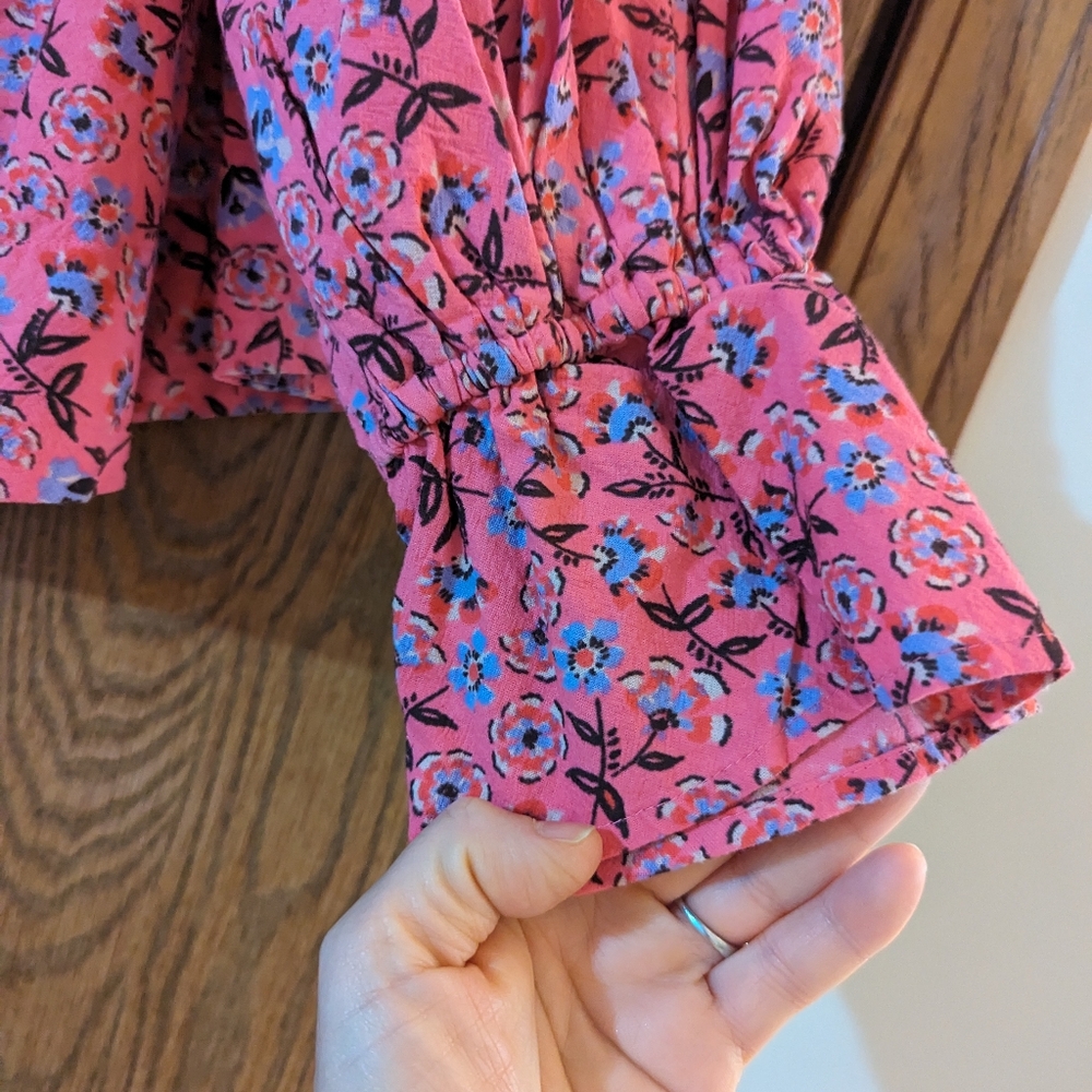 NWOT Free People James Smocked Pink Floral Top, Size Small - Picture 5 of 12